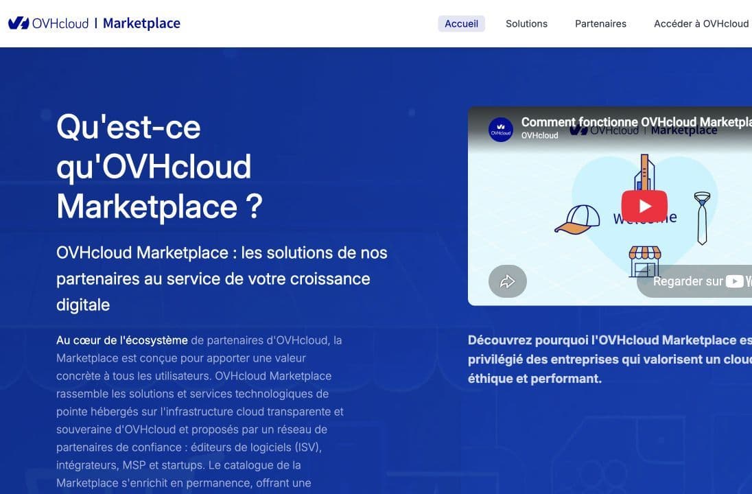 Projet web OVHcloud Marketplace — développement par Atypeka